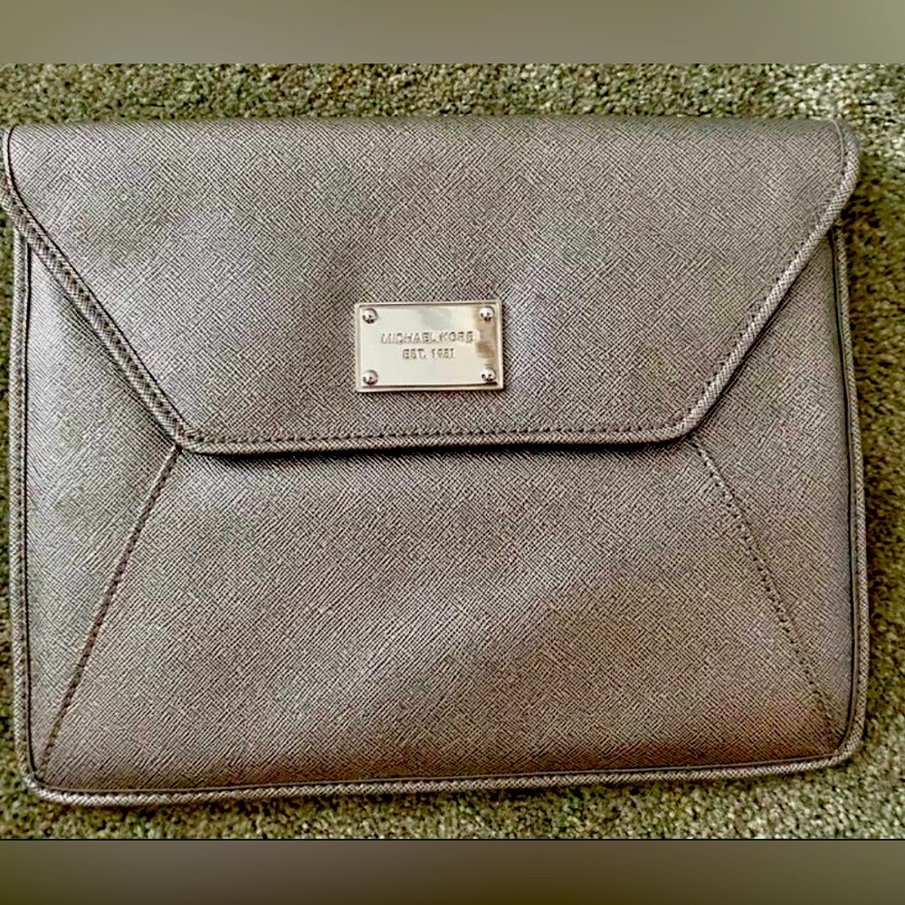 Michael Kors Gunmetal Gray Envelope Clutch & iPad holder